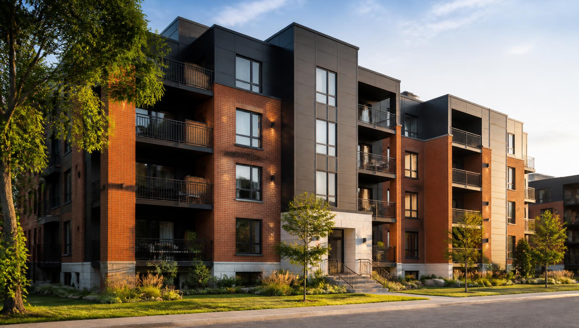 Immeuble résidentiel multilogement moderne au Québec